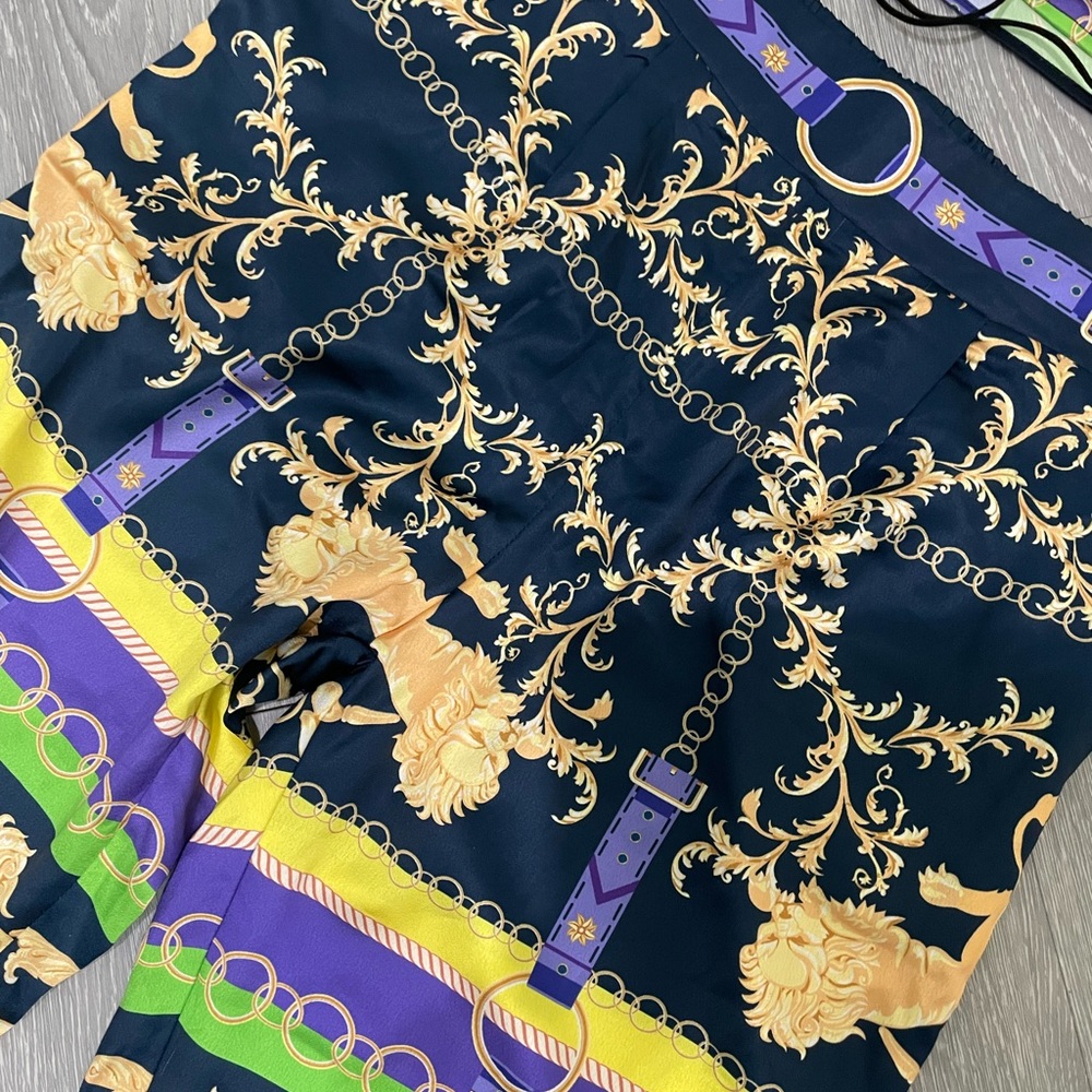 Summer silk pants and top set